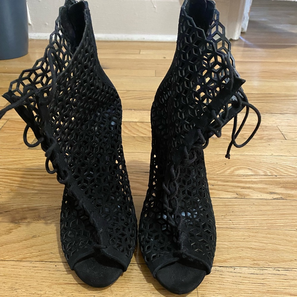 Zara open toe lace up bootie